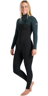 2026 C-Skins Womens Nuwave Solace 5/4/3mm Chest Zip Wetsuit CSO54WC - Black / Forest Green / Mulberry