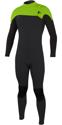 2026 ONeill Mens Hyperfreak Comp 4/3mm Zipless Wetsuit 4971 - Tempered Steel /  Day Glo