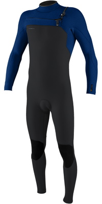 2026 ONeill Mens Hyperfreak+ 4/3mm Chest Zip Wetsuit 5344 - Tempered Steel / Twilight Blue