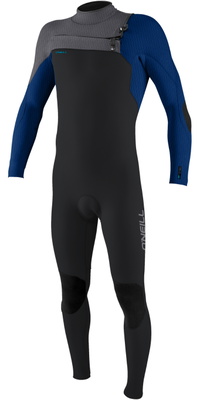2026 ONeill Junior Hyperfreak+ 4/3mm Chest Zip Wetsuit 5351 - Tempered Steel / Twilight Blue / Smoke