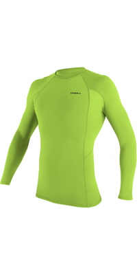 2026 ONeill Mens Basic Skins Long Sleeve Rash Vest 5714 - Lime