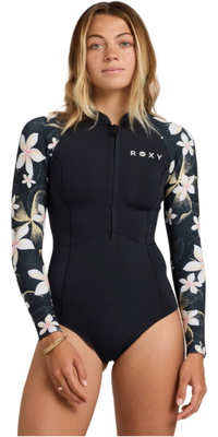 2026 Roxy Womens Swell Natural 1mm Chest Zip Long Sleeve Spring Wetsuit 26BW243506 - Hibiscus Real