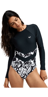 2026 Roxy Dame Rytteren Zipped Langærmedet Eenkeltsuite Swimsuit ERJWR03900 - Anthracite Cool Surf S