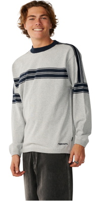 2026 Rip Curl Herre Arkiv TWU Stripe Crew Strik Sweatshirt 00TMKN - Grey Marle