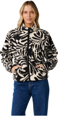 2026 Rip Curl Dame Festpakke Zip Through Polar Fleece 0EGWFL - Black / Hvid