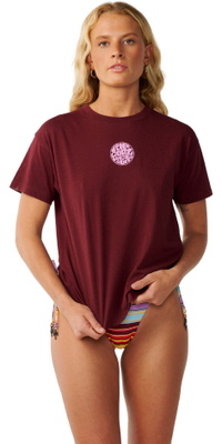 2026 Rip Curl Dame Ikoner Af Surf Relaxed T-Shirt 0RVWTE - Dark Plum