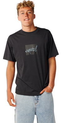 2026 Rip Curl Herre Rip Skript Ikon T-shirt 0X8MTE - Washed Black