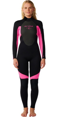 2026 Rip Curl Dame Omega 5/4mm Back Zip V&aring;ddragt 17RWFS - Black / Pink