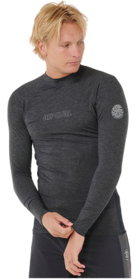 2026 Rip Curl Herre Dawn Patrol UPF Perf Langærmede Lycra Vest 194MRV - Black Marle