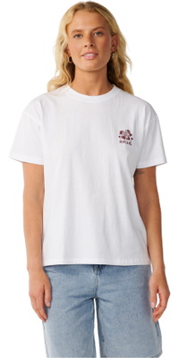 2026 Rip Curl Dame Surf Puff Party Pak Relaxed T-Shirt 0O5WTE - White