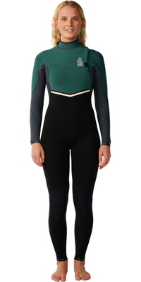 2026 Rip Curl Dame E-Bomb 4/3mm Zip Free V&aring;ddragt 16LWFS - Dark Green