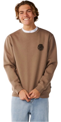 2026 Rip Curl Herre Wettie Ikon Crew Sweatshirt CFEHN9 - Walnut