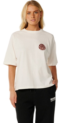 2026 Rip Curl Dame Hibiscus Archive Boxy T-shirt 0QYWTE - Bone