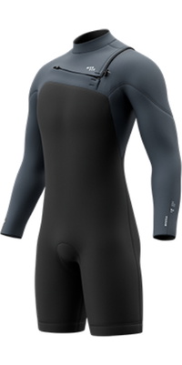 2026 Mystic Herre Motion 3/2mm Chest Zip Lange &aelig;rmer Shorty V&aring;ddragt 35000.270013 - Tidal Blue
