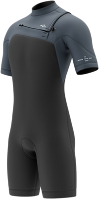 2026 Mystic Herre Motion 3/2mm Chest Zip Shorty Våddragt 35000.270014 - Tidal Blue
