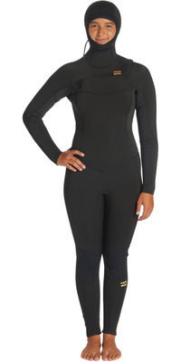 Billabong Womens Synergy 5/4mm Chest Zip Hooded Wetsuit ABJW200100 - Wild Black