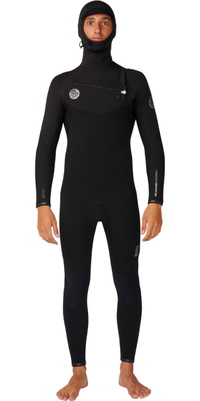 2027 Rip Curl Herre Elasto 5/4mm Chest Zip Med Hætte Våddragt 18UMFS - Black