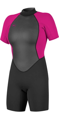 2025 Oneill Kvinder Reactor Ii 2mm Back Zip Shorty Våddragt 5043 - Sort / Berry
