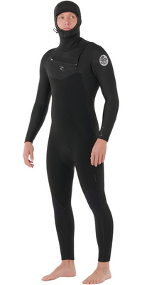 2026 Rip Curl Herre Dawn Patrol 5/4mm Hætteklædt Chest Zip Våddragt 16OMFS - Black
