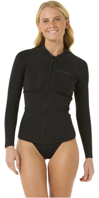 2026 Rip Curl Womens Dawn Patrol 1.5mm Front Zip Jakke 119WWJ - Black