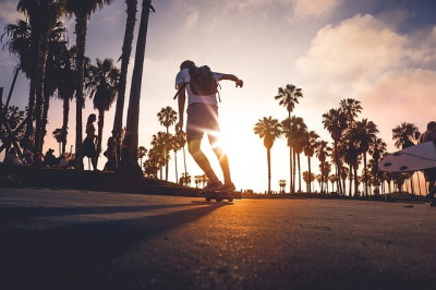 Longboarder skating