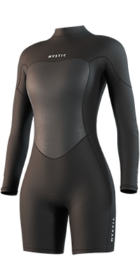 2026 Mystic Dame Brand 3/2mm Langærmet Back Zip Shorty Våddragt 35000.250063 - Black