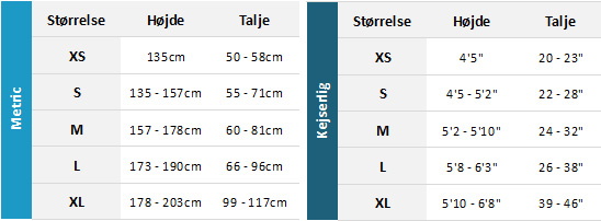 Dryrobe Advance 19 0 Størrelsesskema