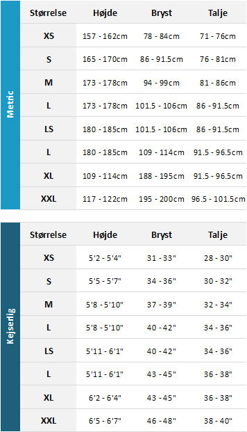 Musto Mens MArine Garments 19 0 Størrelsesskema