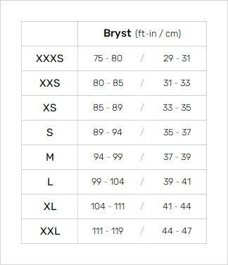 Mystic Mens Impact Vests 0 Størrelsesskema