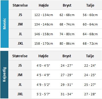 Palm Junior Outerwear 19 Mens Størrelsesskema