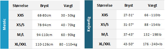 Palm Mens / Unisex BA 19 Mens Størrelsesskema