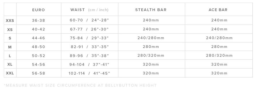 Mystic Mens Harness 22 0 Størrelsesskema