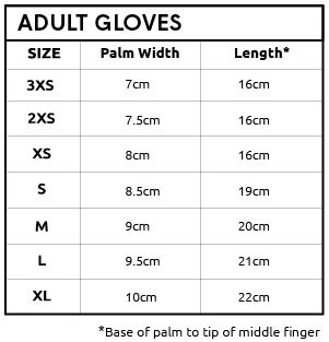 C-Skins Adult Gloves 23 0 Størrelsesskema