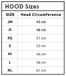 C-Skins Hoods 23 0 Størrelsesskema