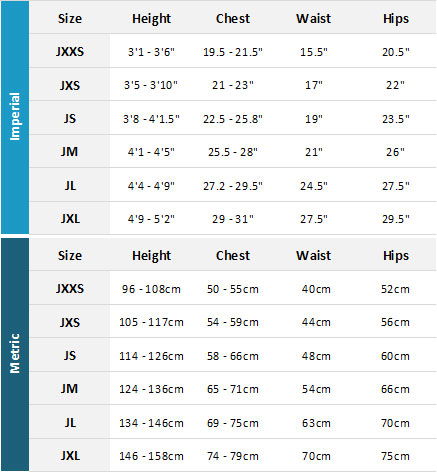 Saltskin Junior Wetsuits 19 0 Størrelsesskema